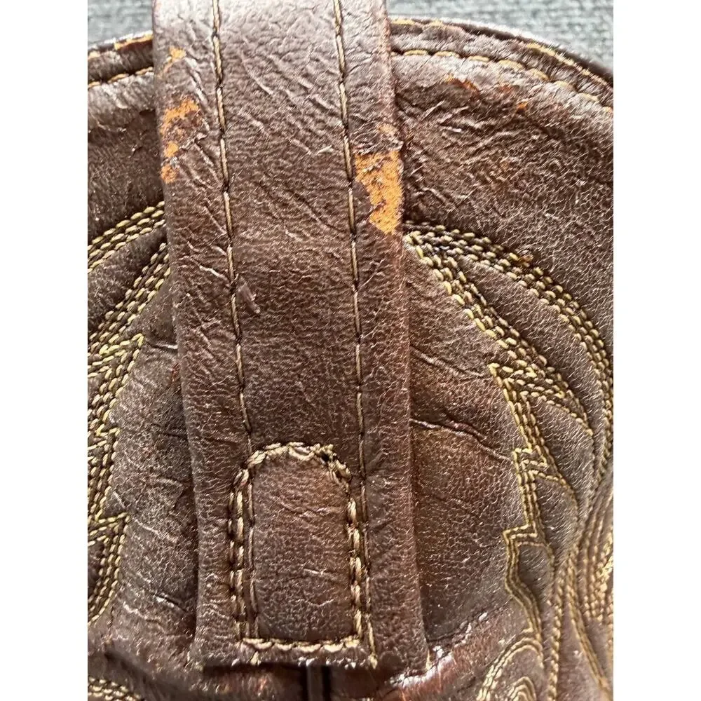 ACME Men Western Cowboy Boots Croc Embossed Leather US 8.5 D